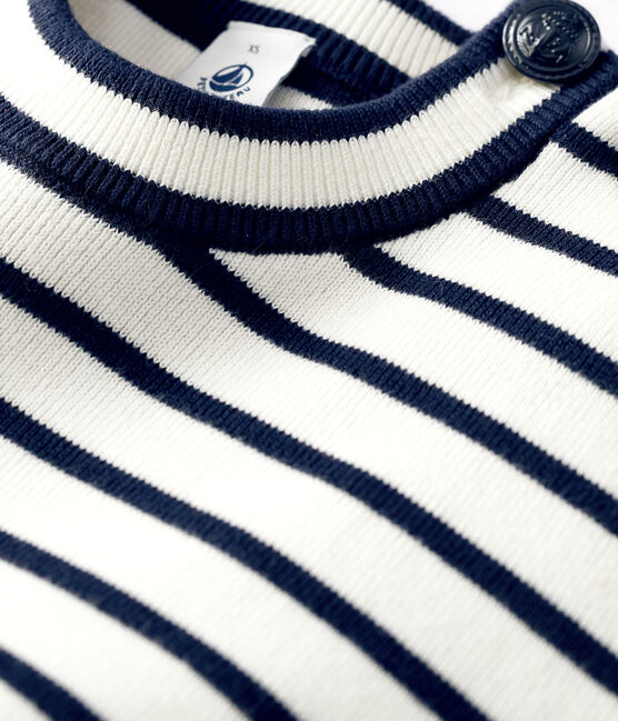 Jersey marinero de algodón de mujer blanco MARSHMALLOW/azul SMOKING