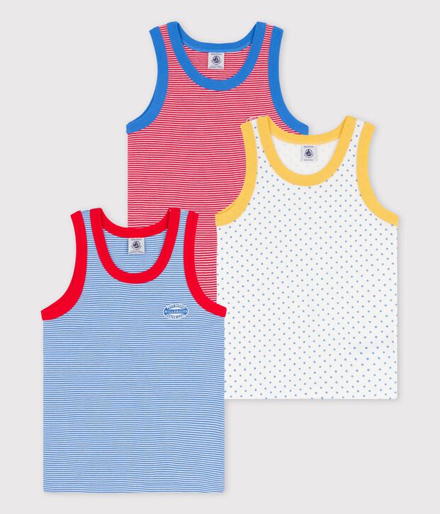 Juego de 3 camisetas de tirantes milrayas de algod&oacute;n org&aacute;nico de ni&ntilde;o multicolor