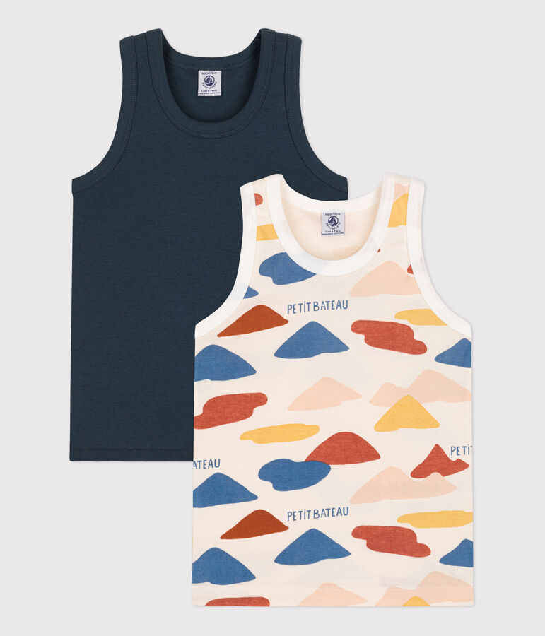 Juego de 2 camisetas de tirantes de algod&oacute;n para ni&ntilde;o multicolor