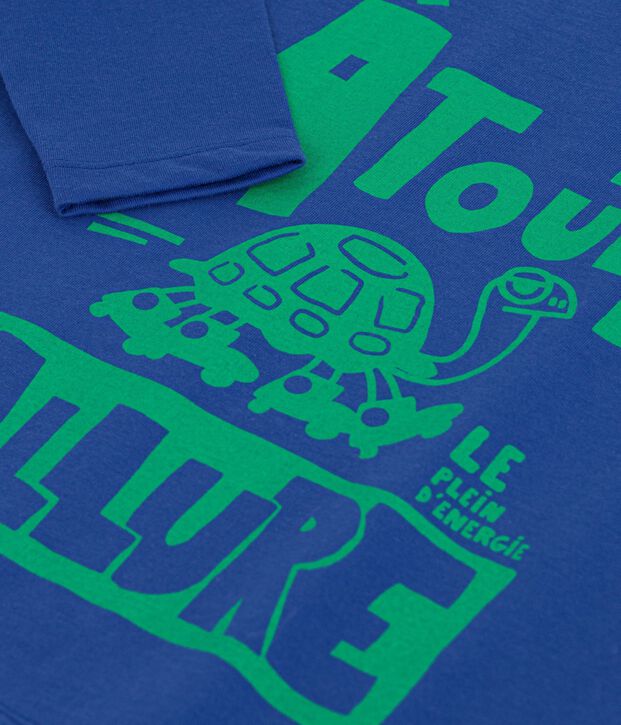 Camiseta infantil de manga larga con estampado azul