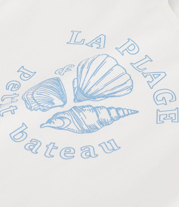 Camiseta infantil de manga corta de algod&oacute;n blanco