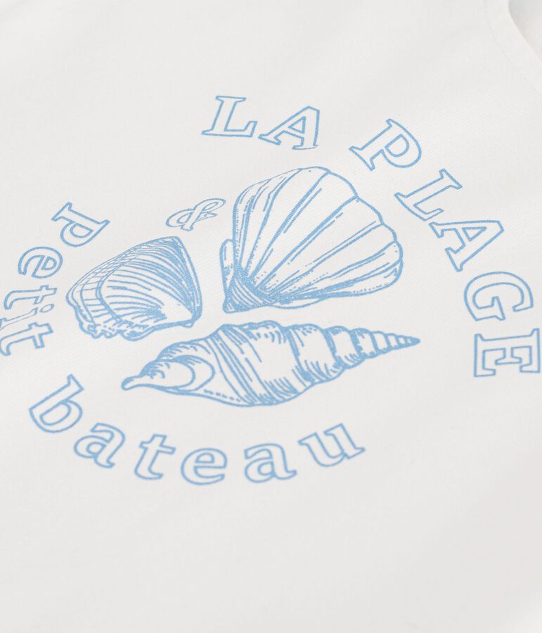 Camiseta infantil de manga corta de algod&oacute;n blanco