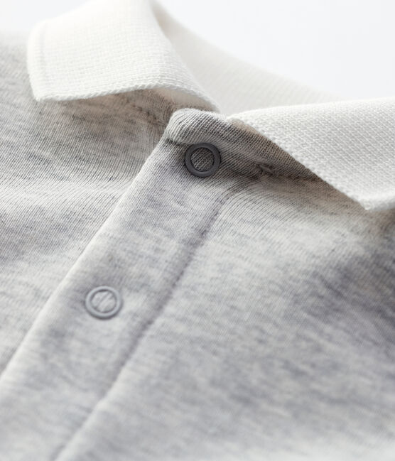 Bodi de manga corta con cuello de polo de algodón ecológico de bebé gris BELUGA CHINE