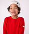 Gorro infantil de punto tricotado a rayas con forro polar azul MARSHMALLOW/ SOIR