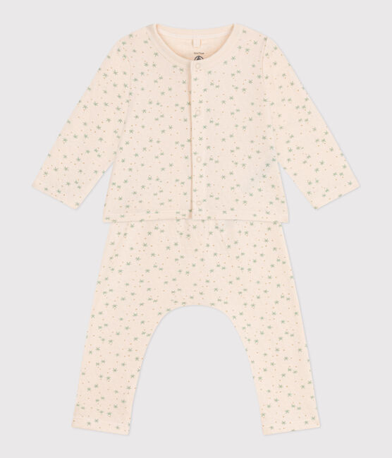 Conjunto de dos piezas de algodón para bebé blanco AVALANCHE/ MULTICO
