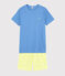 Pijama corto azul y amarillo de canalé unisex azul EDNA/crudo MULTICO