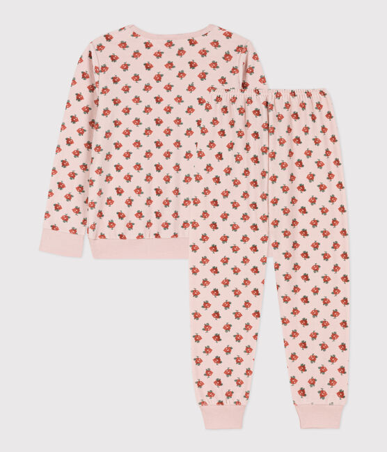 Pijama de terciopelo con flor para niña rosa SALINE/blanco MULTICO