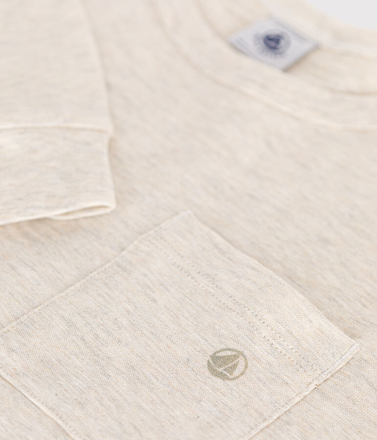 Camiseta de punto flameado de manga larga para ni&ntilde;o beige
