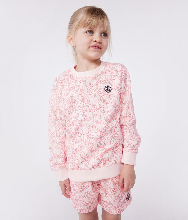 Sudadera infantil de algod&oacute;n con estampado rosa/rojo