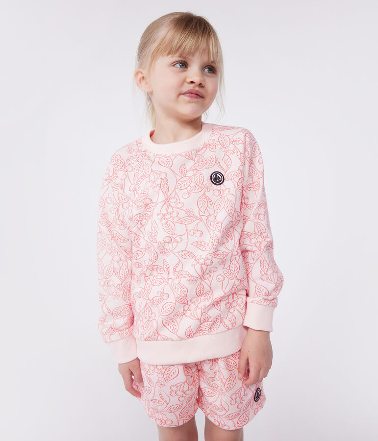 Sudadera infantil de algod&oacute;n con estampado rosa/rojo
