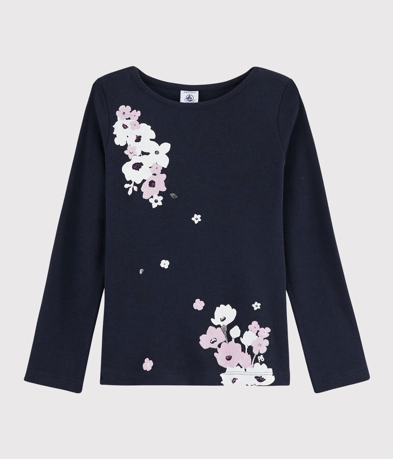 Camiseta serigrafiada para ni&ntilde;a azul