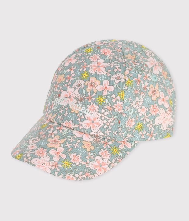 Sombrero de sarga con estampado de flores para beb&eacute; azul/multicolor