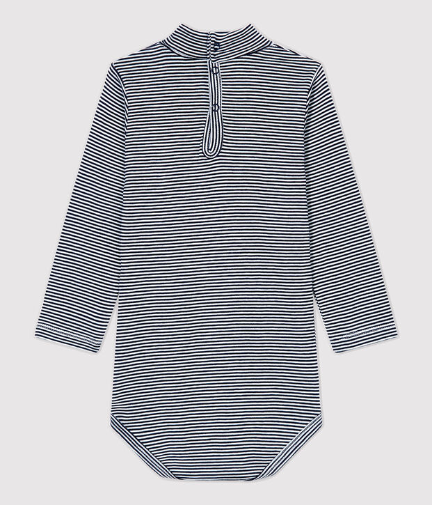 Bodi de algod&oacute;n de beb&eacute;. azul/blanco