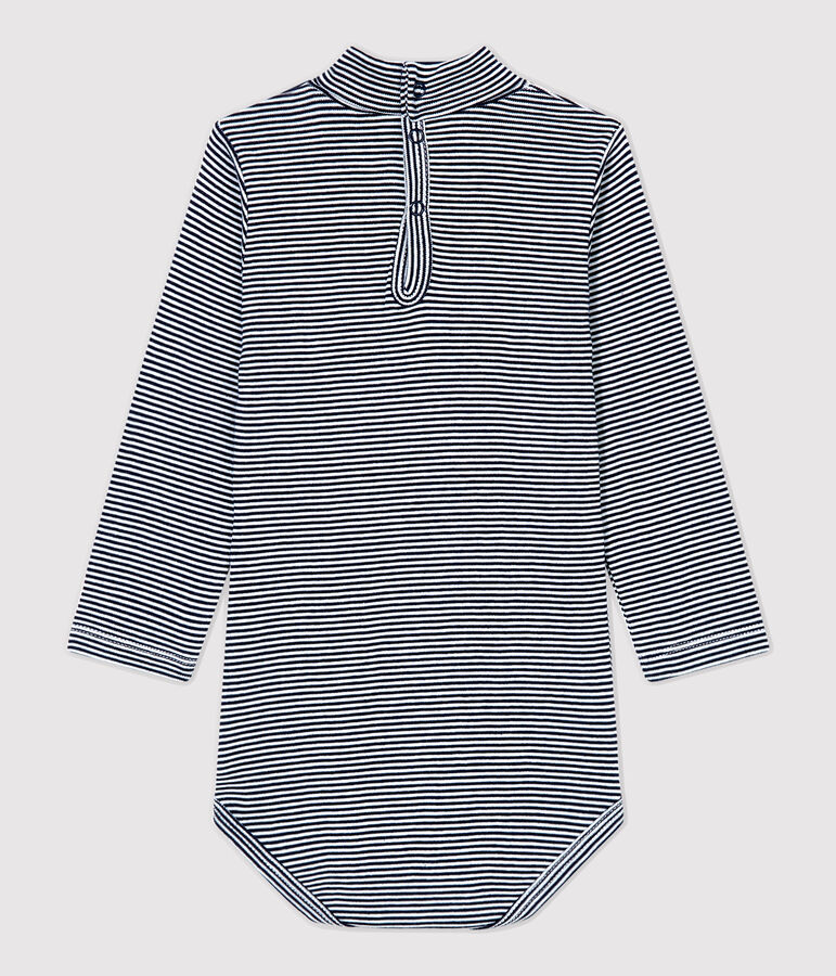 Bodi de algod&oacute;n de beb&eacute;. azul/blanco