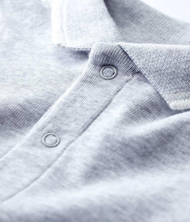 Bodi de manga corta con cuello de polo de algod&oacute;n de beb&eacute; gris