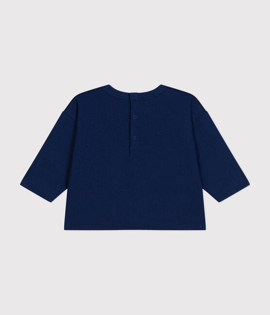 Camiseta de manga larga de punto fino para bebé azul MEDIEVAL