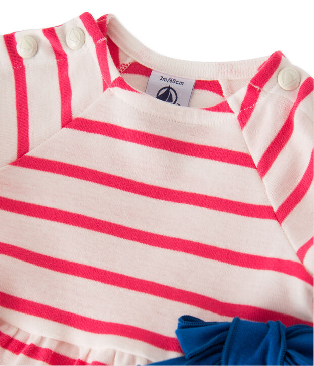Robe b&eacute;b&eacute; fille ray&eacute;e blanco/rosa