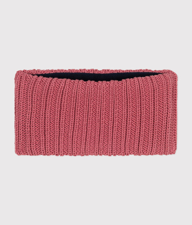 Cuello de punto tricotado con forro polar para beb&eacute; rosa