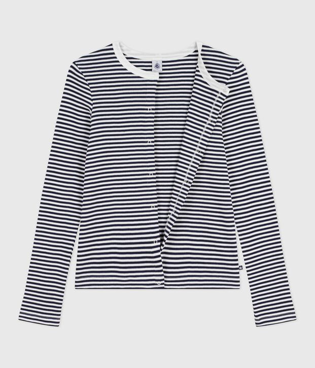 C&aacute;rdigan de algod&oacute;n a rayas para mujer azul/blanco