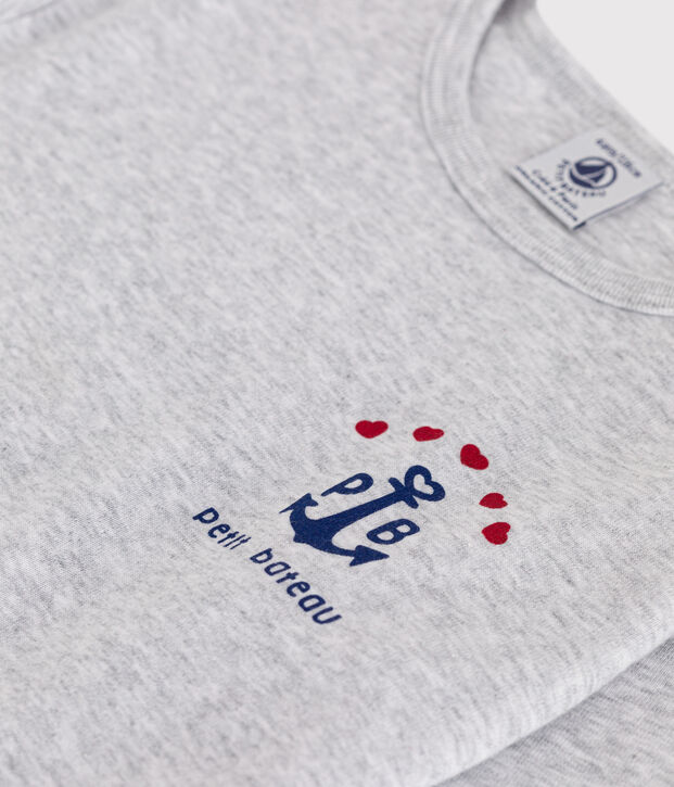 Camiseta de manga larga de ni&ntilde;a de algod&oacute;n gris