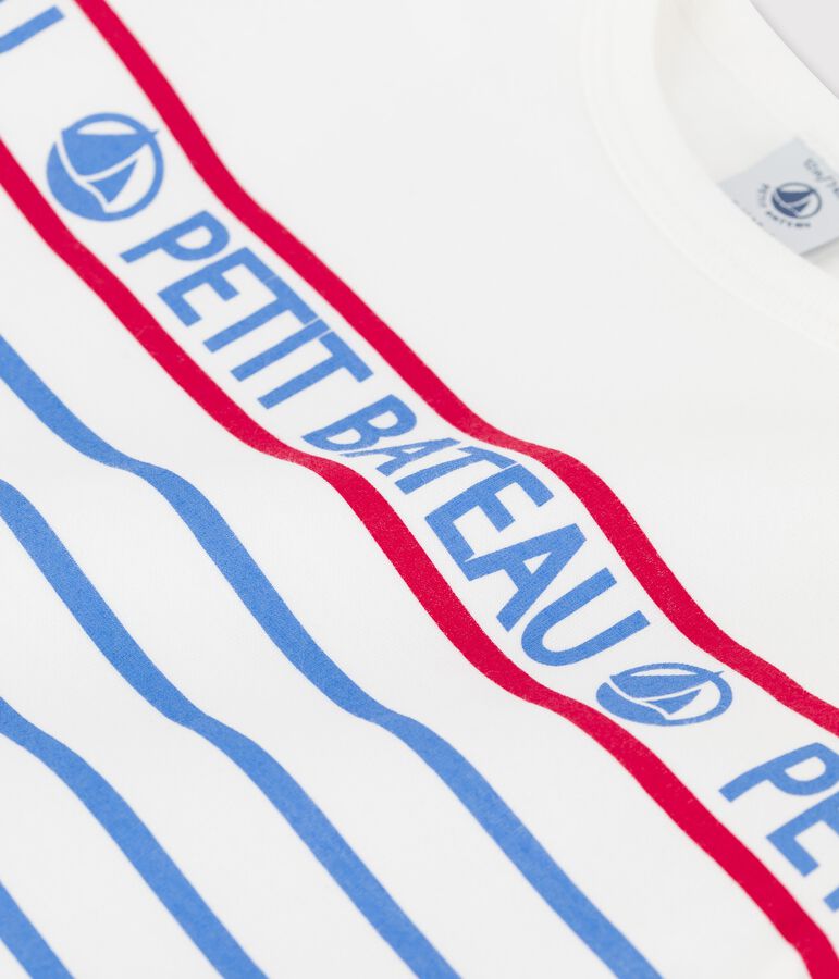 Camiseta de manga larga de jersey para beb&eacute; blanco/azul