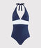 Traje de baño de 1 pieza ecorresponsable para mujer azul SMOKING