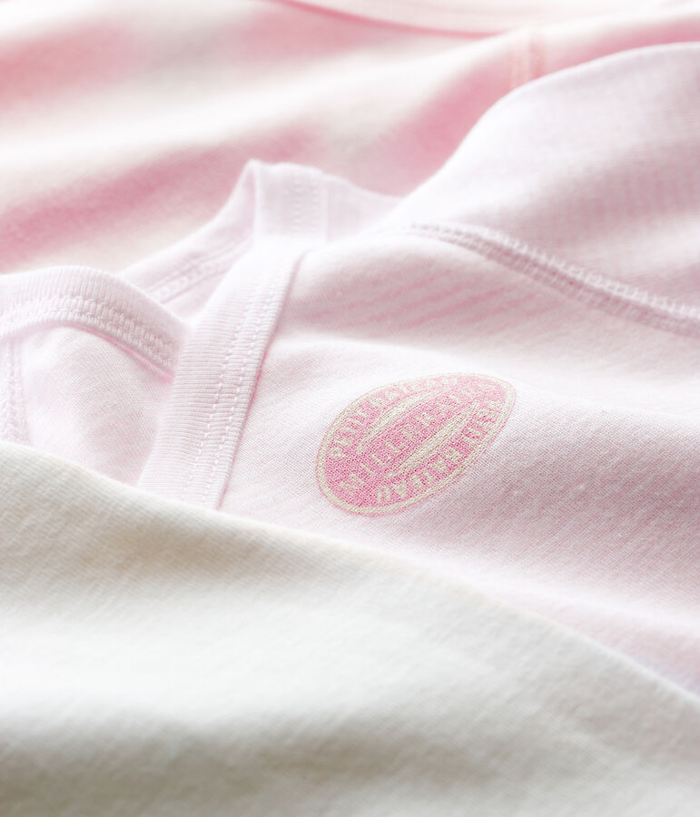 Lote de 3 bodys cruzados mil rayas de manga larga de beb&eacute; de algod&oacute;n ecol&oacute;gico variante 1