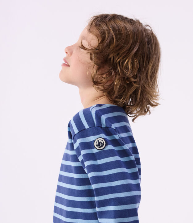 Marinera infantil de algod&oacute;n a rayas azul/azul