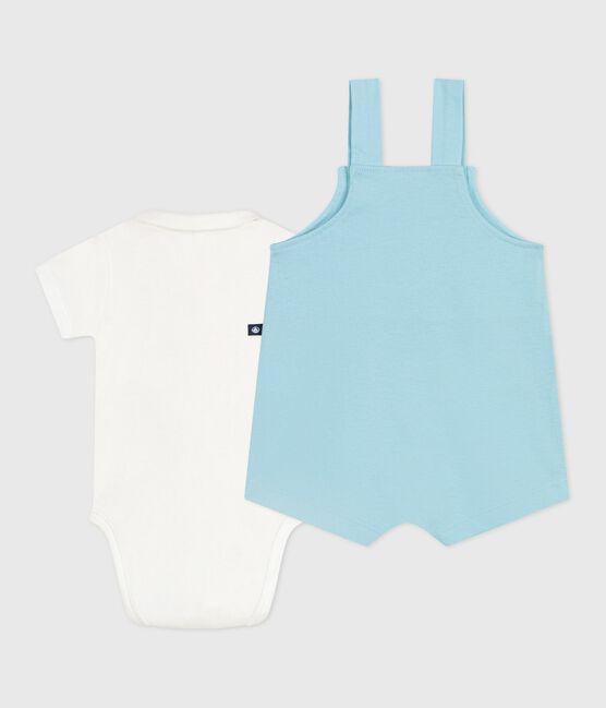 Conjunto de peto y body de algodón para recién nacido azul AQUATIC