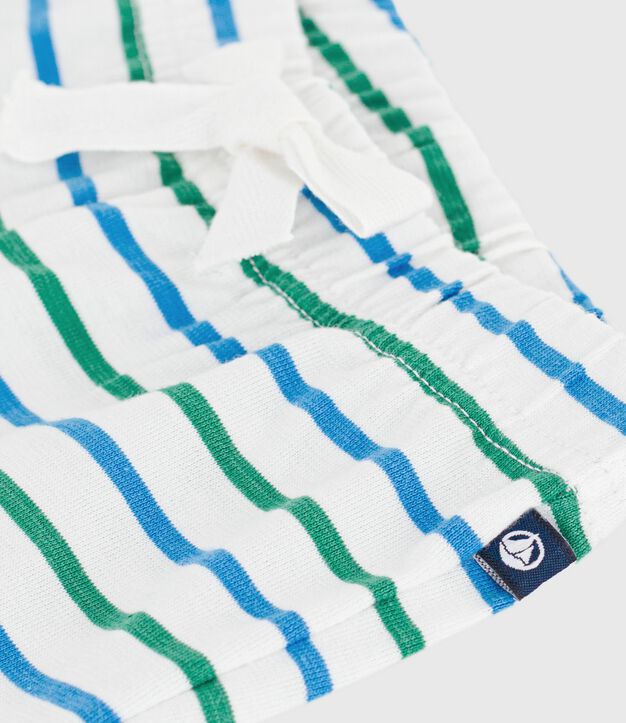 Shorts bicolores de algod&oacute;n a rayas para beb&eacute; blanco/multicolor
