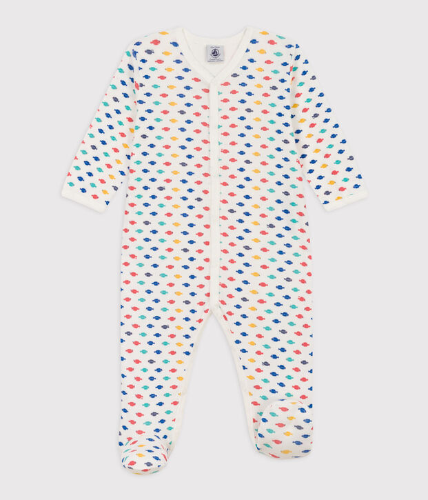 Pelele de algod&oacute;n con animales marinos blanco/multicolor