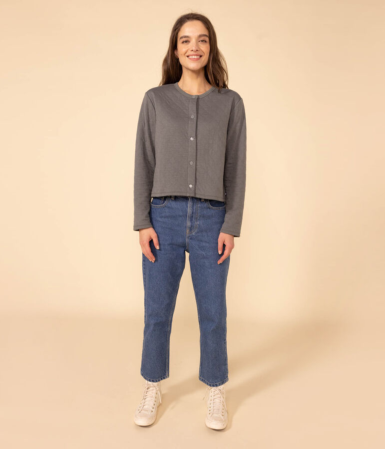 C&aacute;rdigan de t&uacute;bico con botones de presi&oacute;n para mujer verde