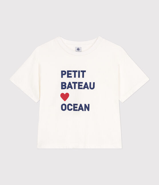 Camiseta Boxy de algodón para mujer blanco MARSHMALLOW