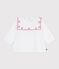 Blusa de popelina de algodón de manga larga con bordado de corazones para bebé blanco ECUME