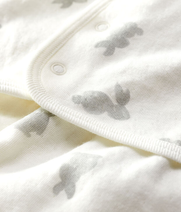 Conjunto de 2 prendas blancas de conejitos de tejido tubular de algod&oacute;n ecol&oacute;gico de beb&eacute; blanco/gris