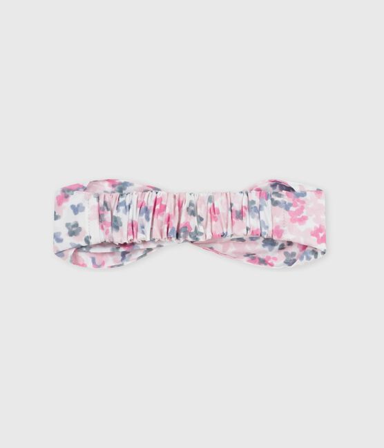 Diadema de popelina con estampado de flores para bebé rosa CHARME/blanco MULTICO