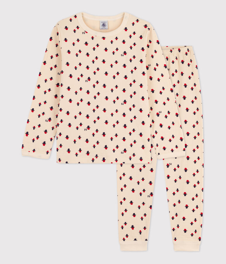 Pijama de t&uacute;bico para ni&ntilde;o/ni&ntilde;a crudo/rojo/multicolor