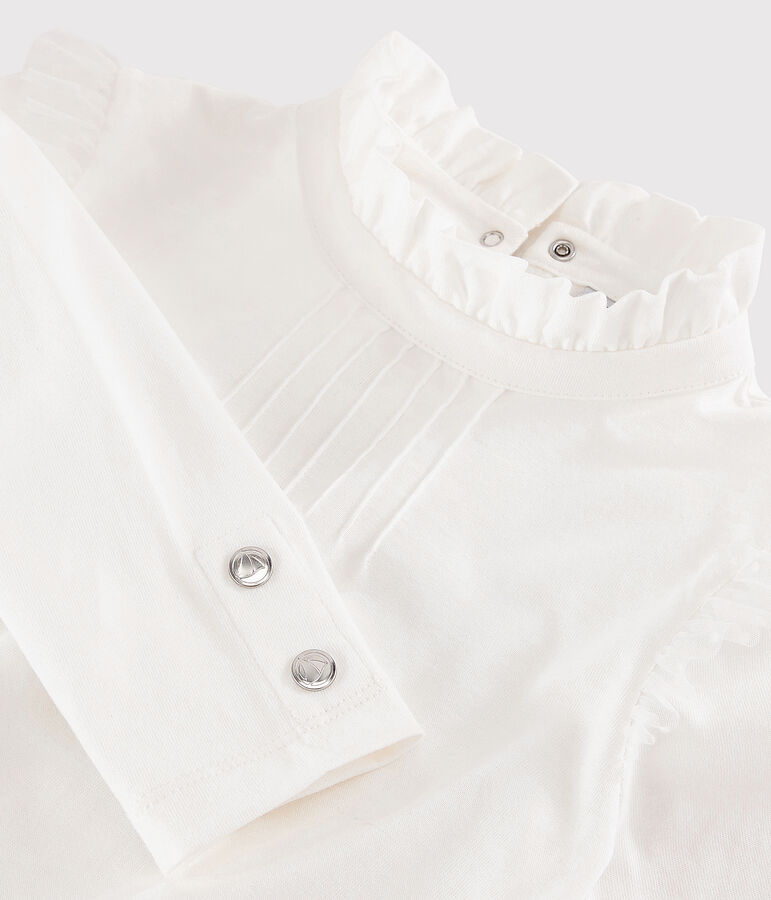 Camiseta con cuello isabelino para ni&ntilde;a blanco MARSHMALLOW