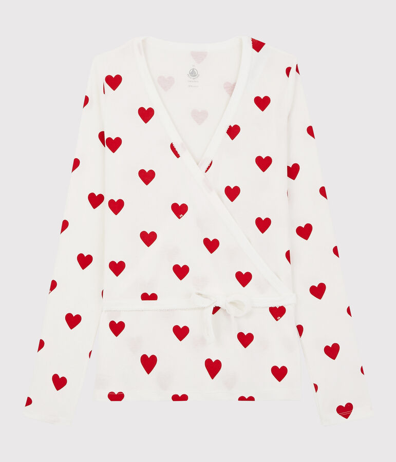 Rebeca cruzada de algod&oacute;n de mujer blanco/rojo