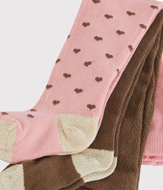 Lote de 2 pares de pantis para bebé niña rosa CHARME/blanco MULTICO