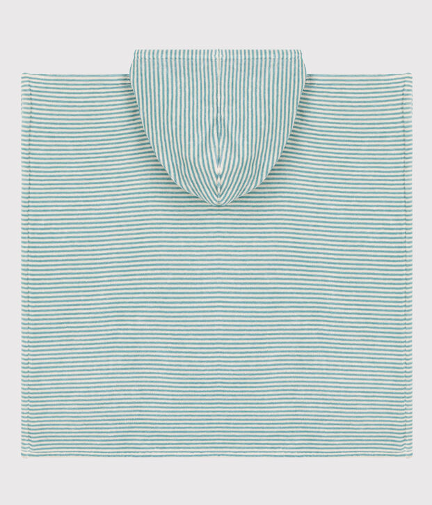 Poncho de algod&oacute;n verde/crudo