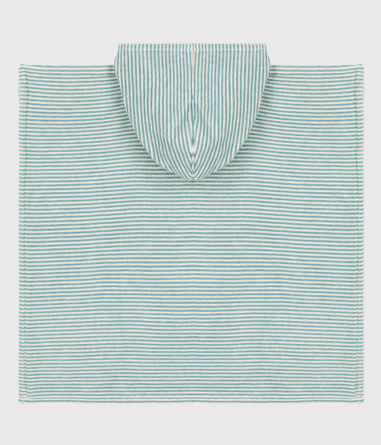 Poncho de algod&oacute;n verde/crudo