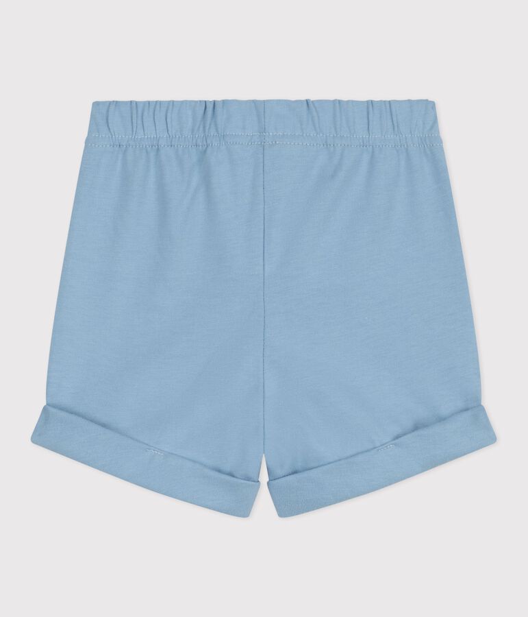 Shorts lisos de algod&oacute;n para beb&eacute; azul FLO