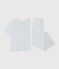 Pijama de algod&oacute;n a rayas de pernera ancha para mujer gris/blanco