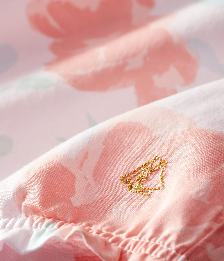 Mono corto de sat&eacute;n estampado para beb&eacute; ni&ntilde;a rosa VIENNE/blanco MULTICO