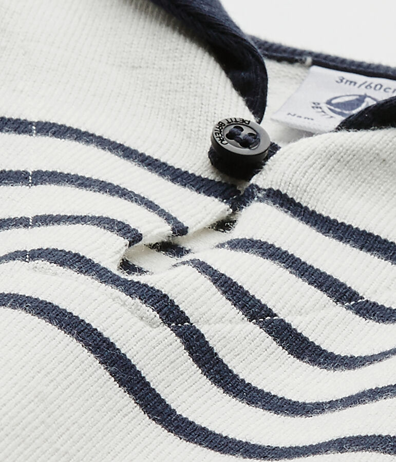 Pelele beb&eacute; ni&ntilde;o con manga corta blanco/azul