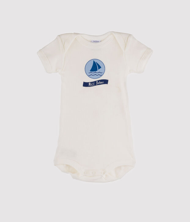 Body de manga corta para beb&eacute; ni&ntilde;a blanco/azul