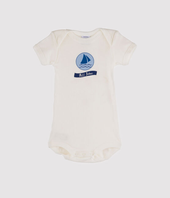 Body de manga corta para bebé niña blanco MARSHMALLOW/azul JASMIN