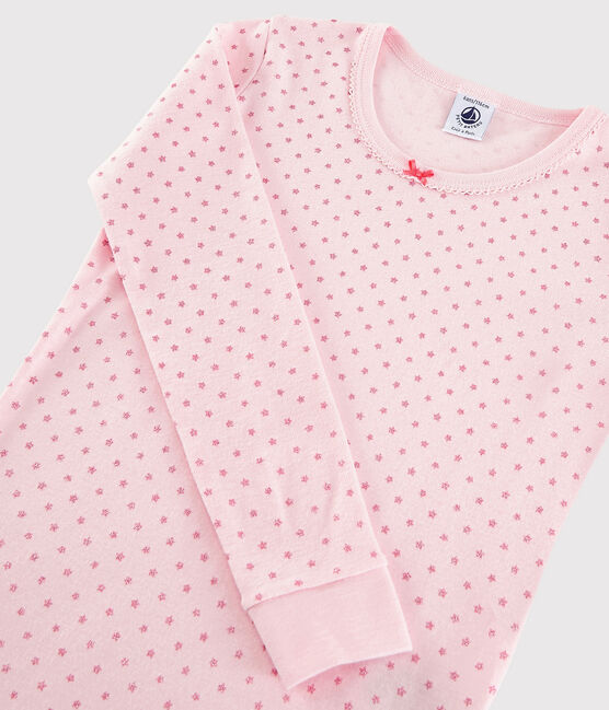 Pijama snugfit con estrellas de algodón de niña rosa MINOIS/rosa PEACHY/ ARGENT