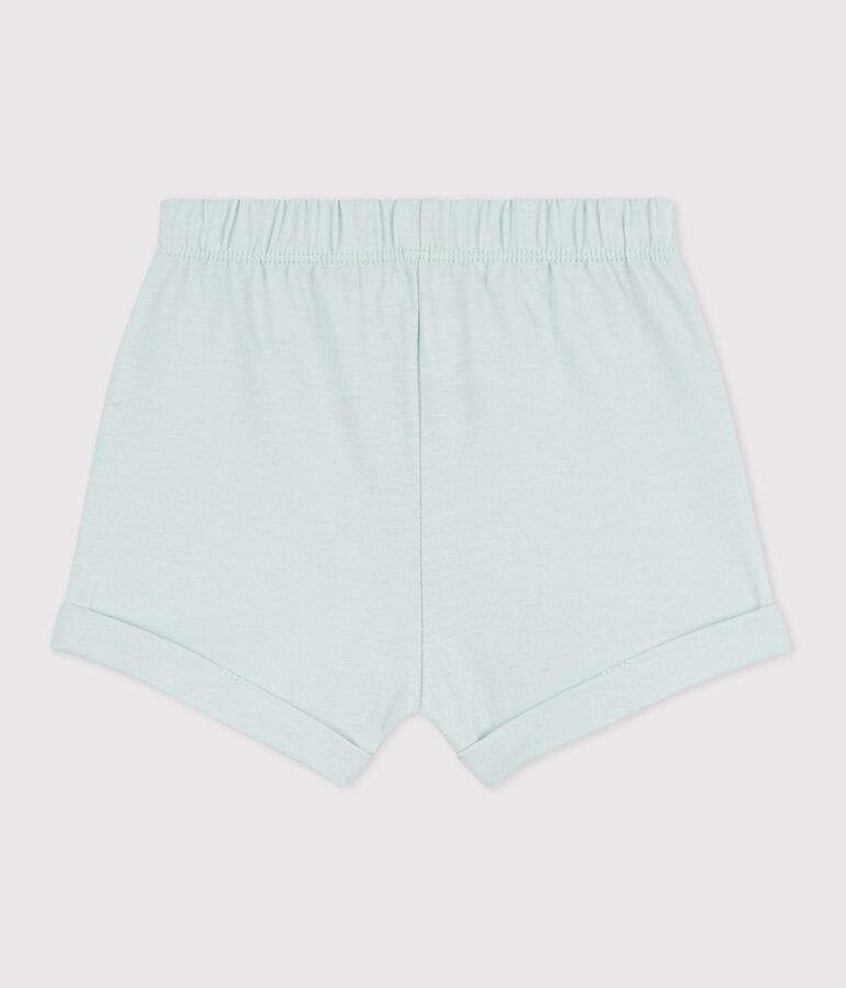 Shorts lisos de algod&oacute;n para beb&eacute; azul